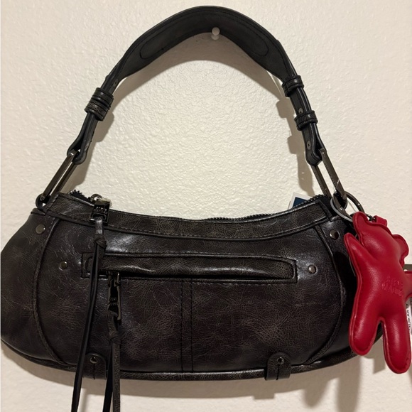 Steve Madden Charcoal Shoulder Bag with Red Charm - Picture 2 of 6